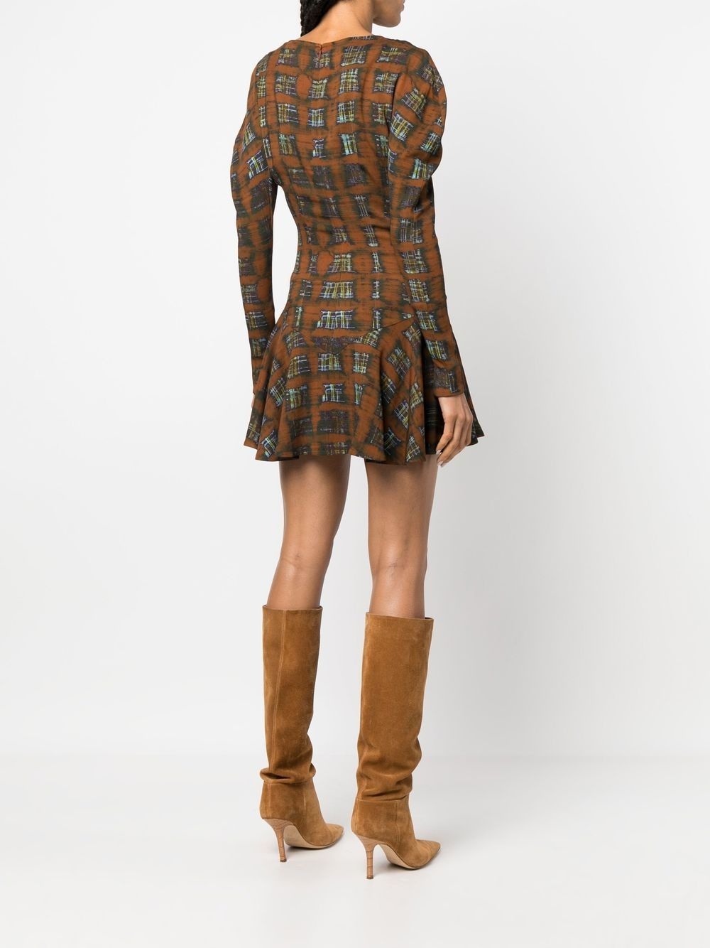 plaid-check print dress - 4