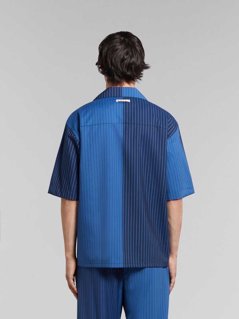 BLUE DÉGRADÉ PINSTRIPE WOOL BOWLING SHIRT - 3