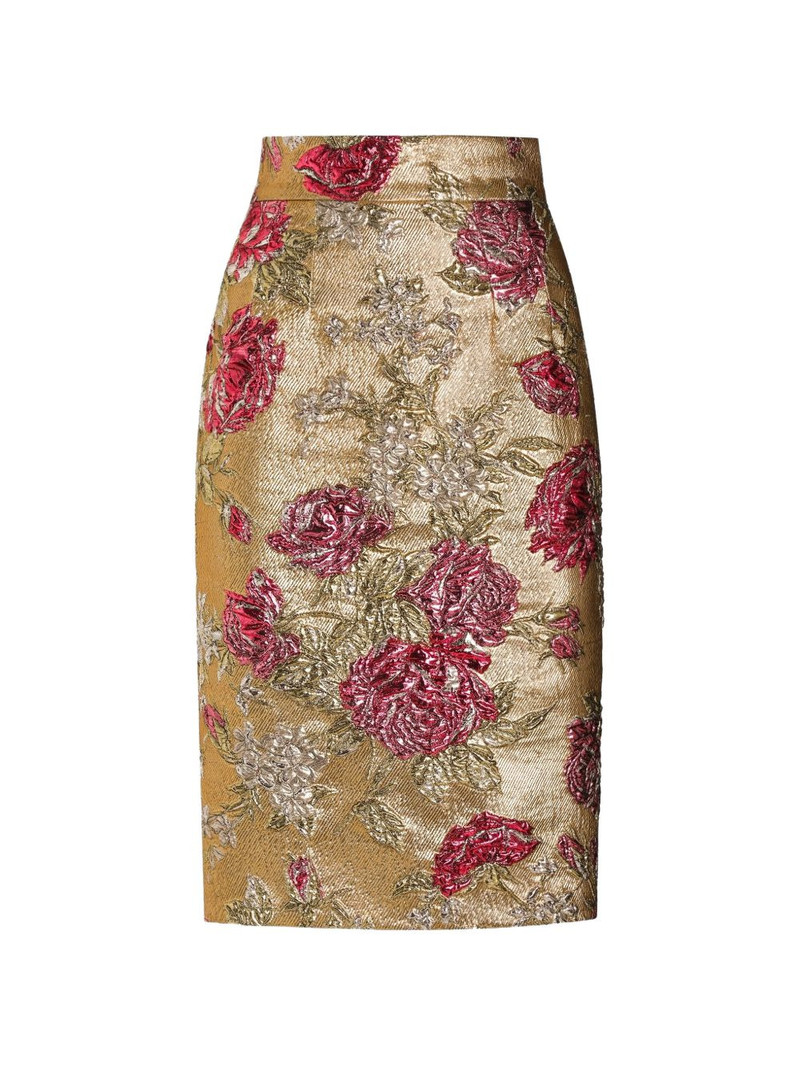 floral jacquard fitted skirt 1