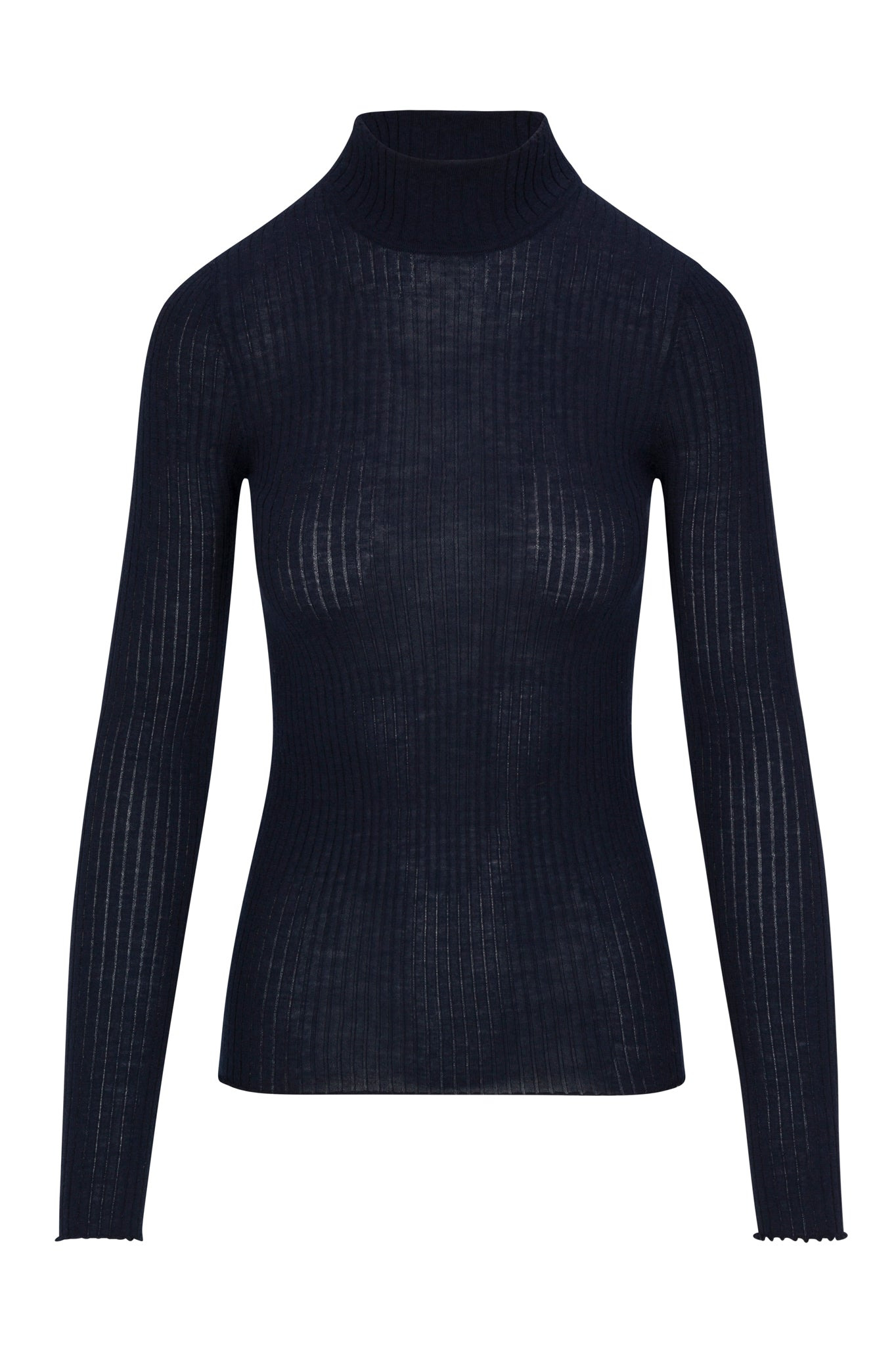 NAVY CASHMERE MOCK NECK - 8