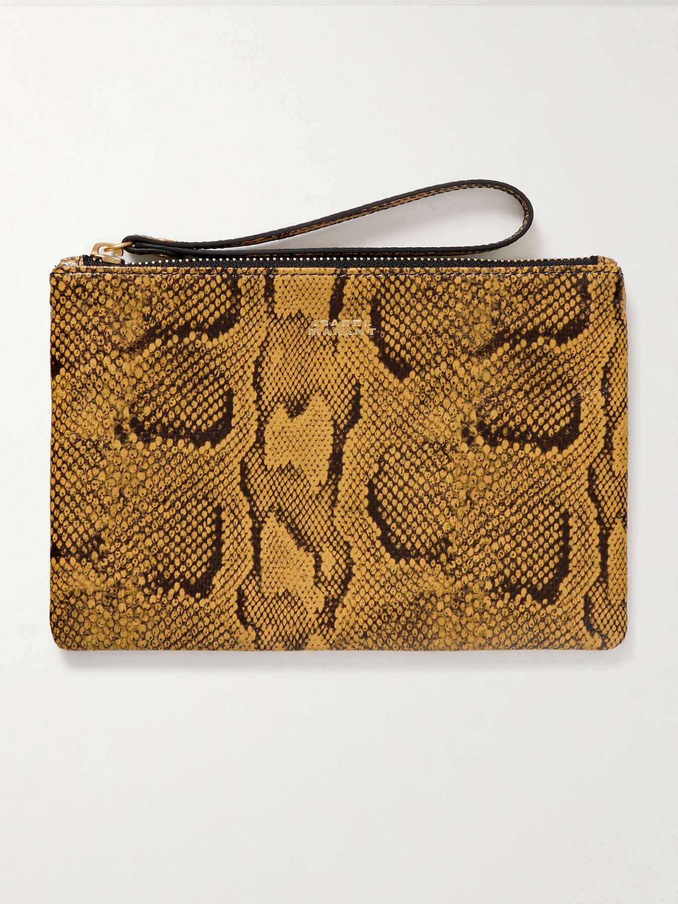 Snake-effect leather pouch - 1