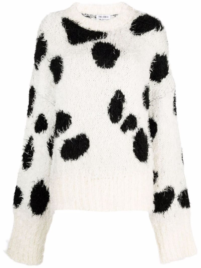 cow-print knitted jumper - 1