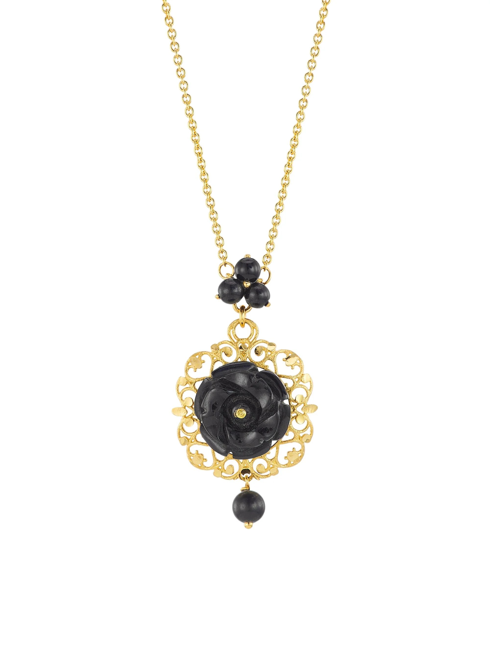 Women's Mamma Rose 18K Yellow Gold & Black Jade Pendant Necklace - Yellow Gold - 1