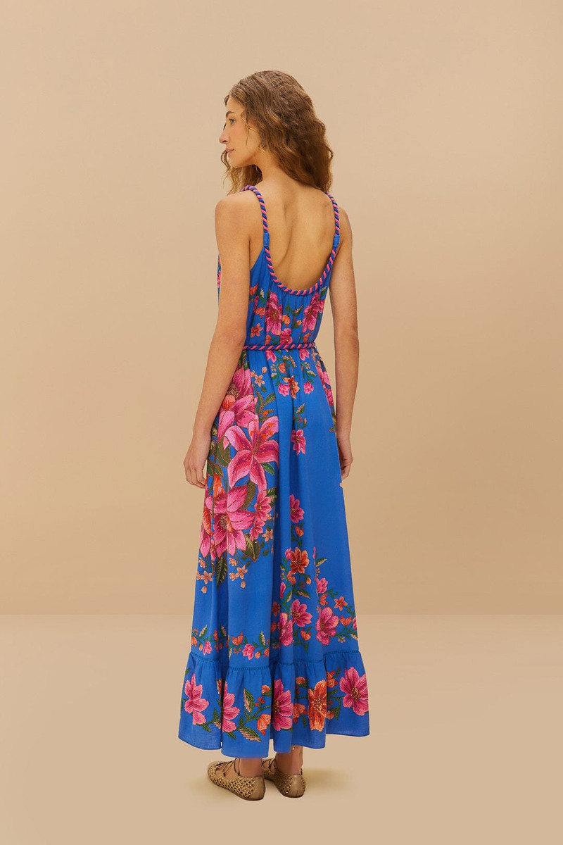 Blue Summer Fruit Scarf Lenzing™ Ecovero™ Euroflax™ Maxi Dress 4