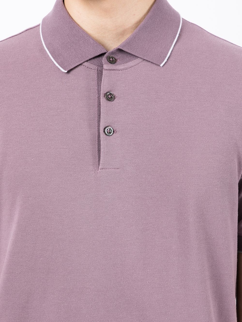 ribbed-trim coton polo shirt - 5