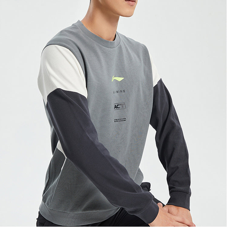 Li-Ning Contrasting Colors Sports Training Pullover Round Neck 'Grey' AWDQ443-2 - 5