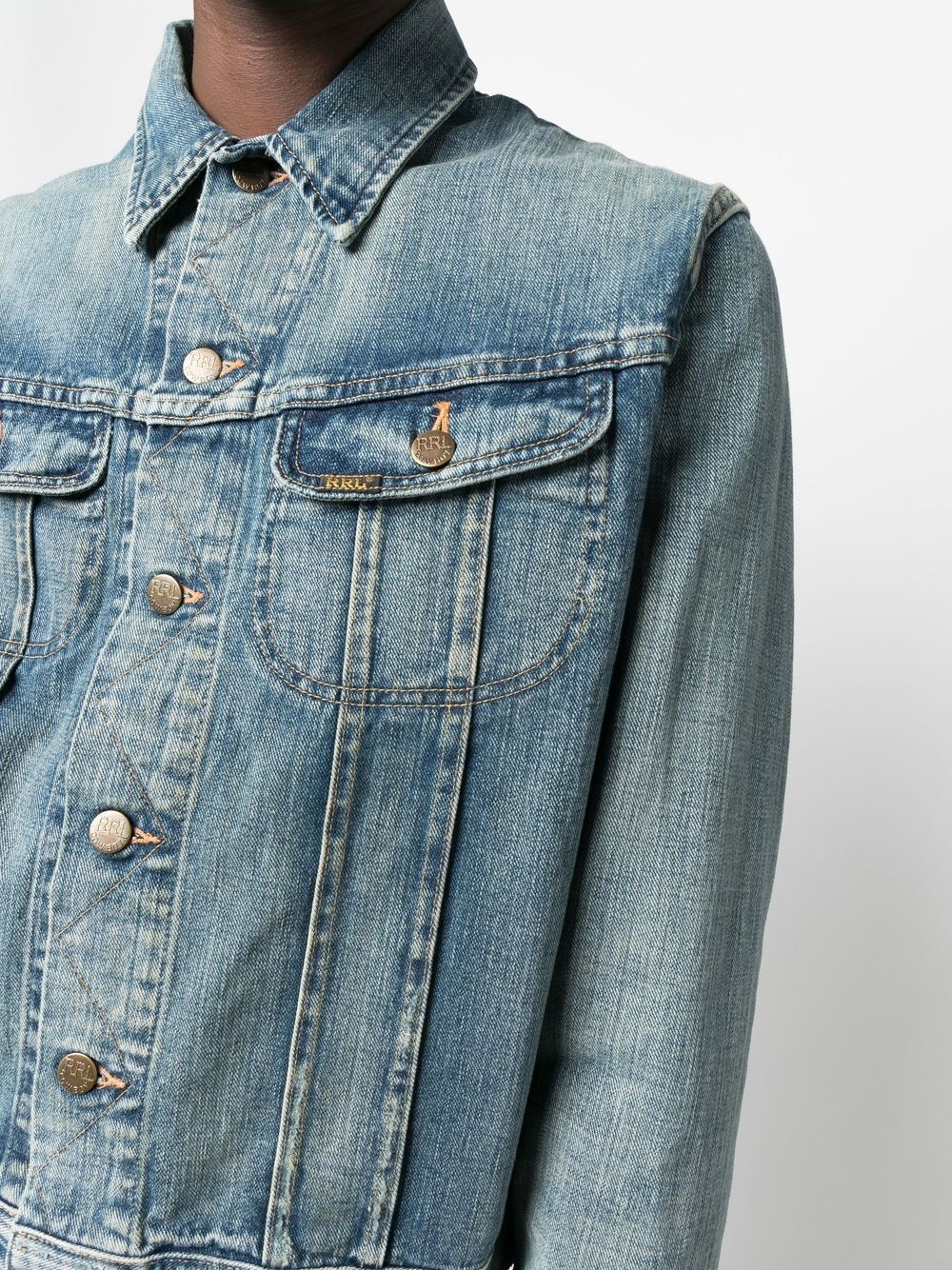 button-down fastening denim jacket - 5