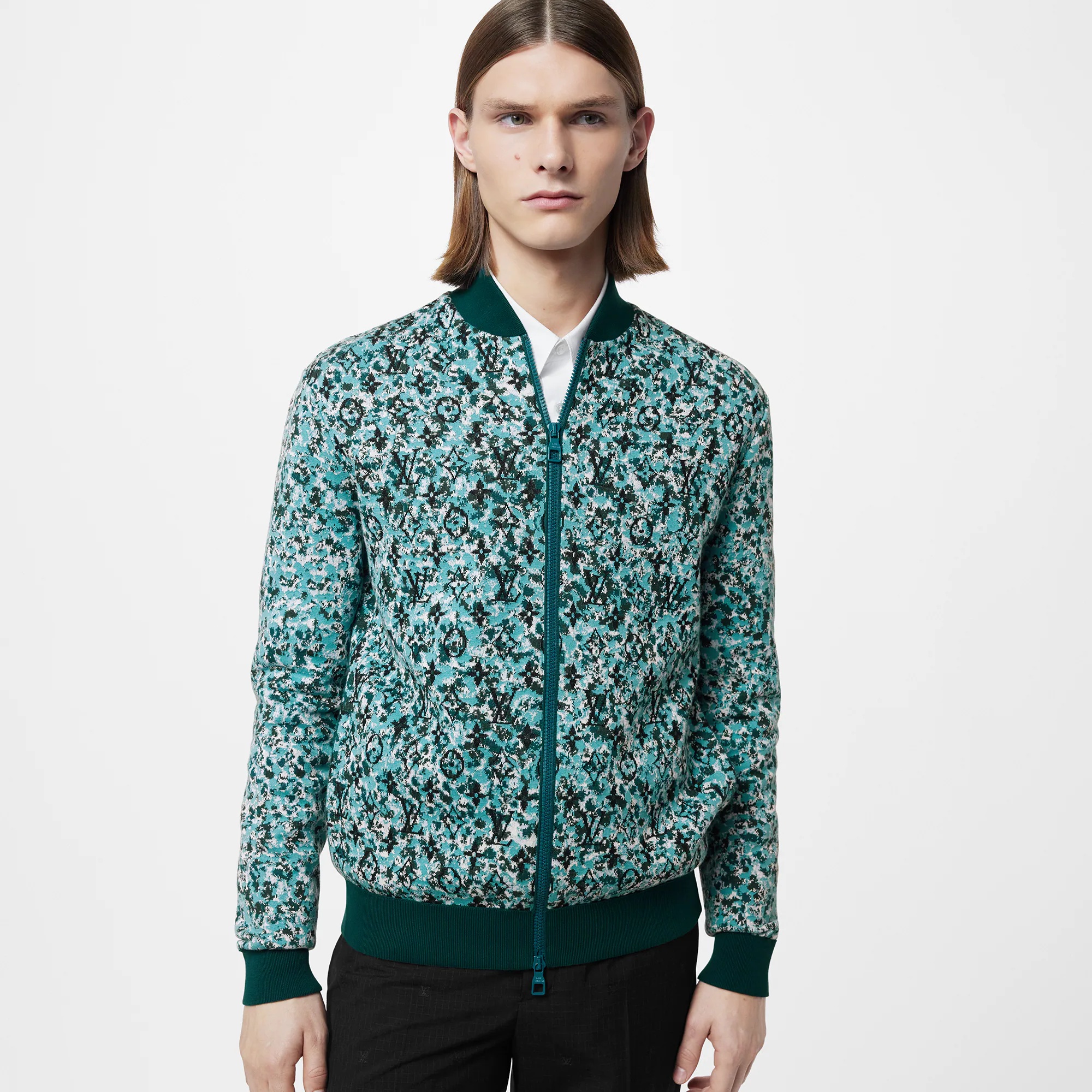 Graphic Cotton Knit Blouson - 5