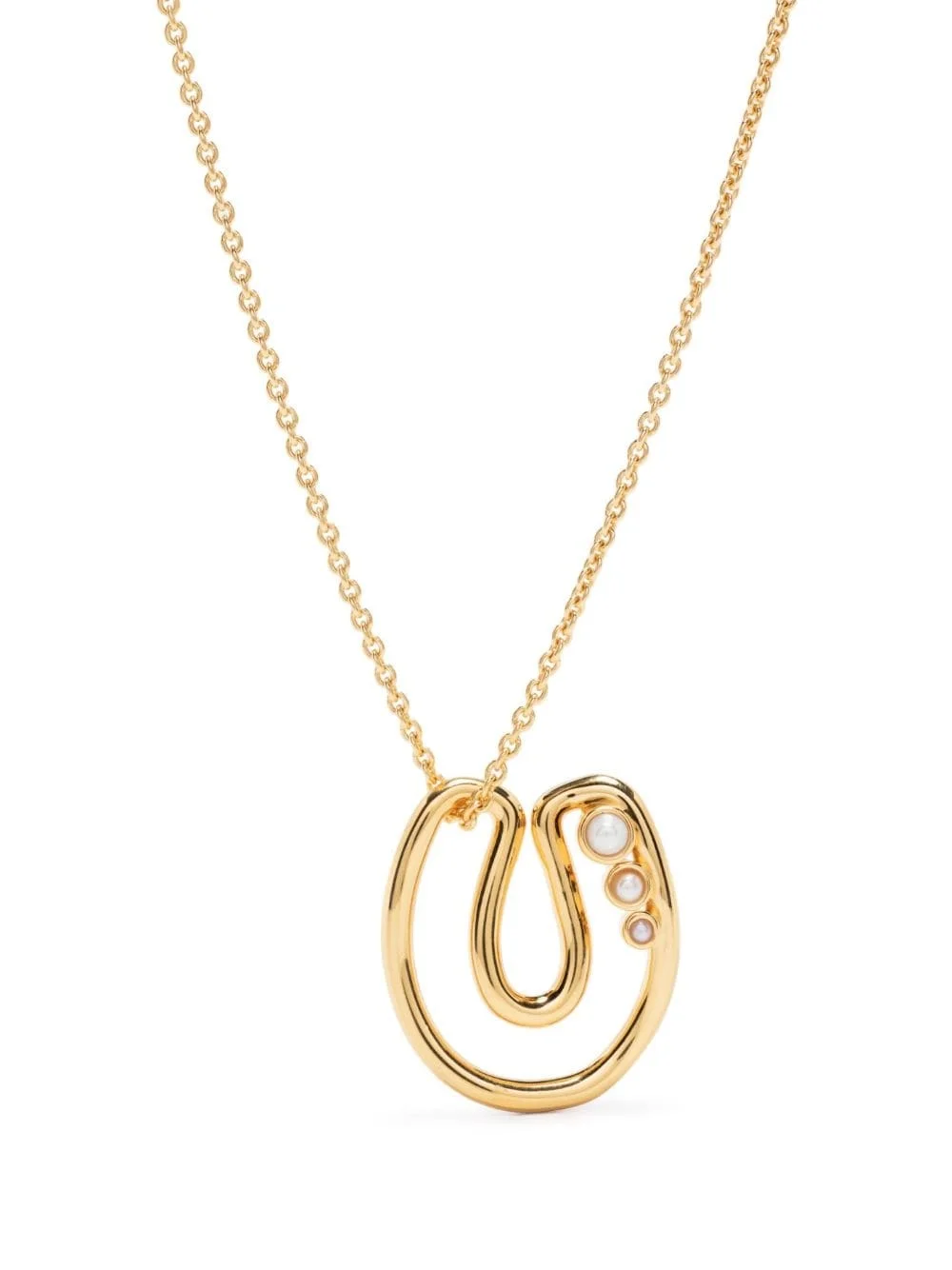 U-letter pendant chain-link necklace - 1