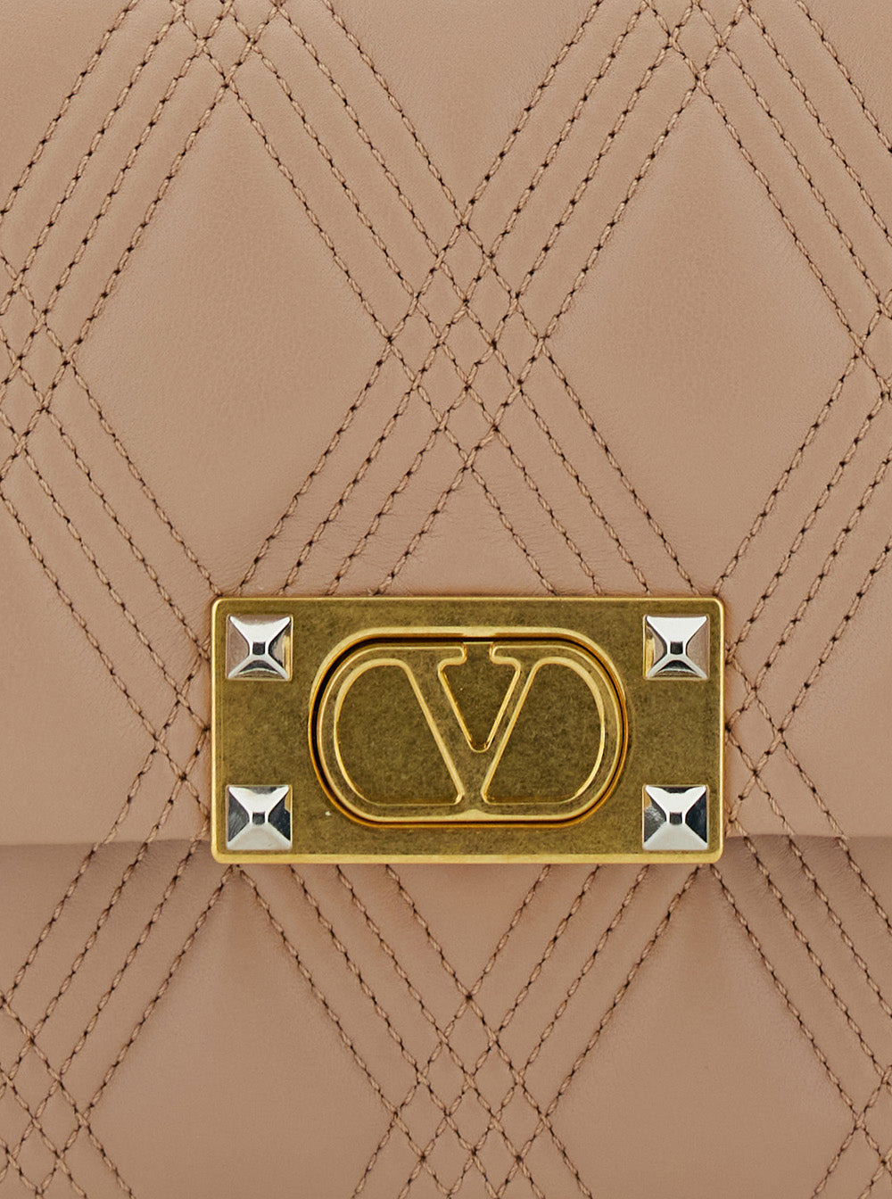 Valentino Garavani Women 'Quiltie 67' Pink Shoulder Bag With Vlogo Metallic Plate On The Front In Qu - 5