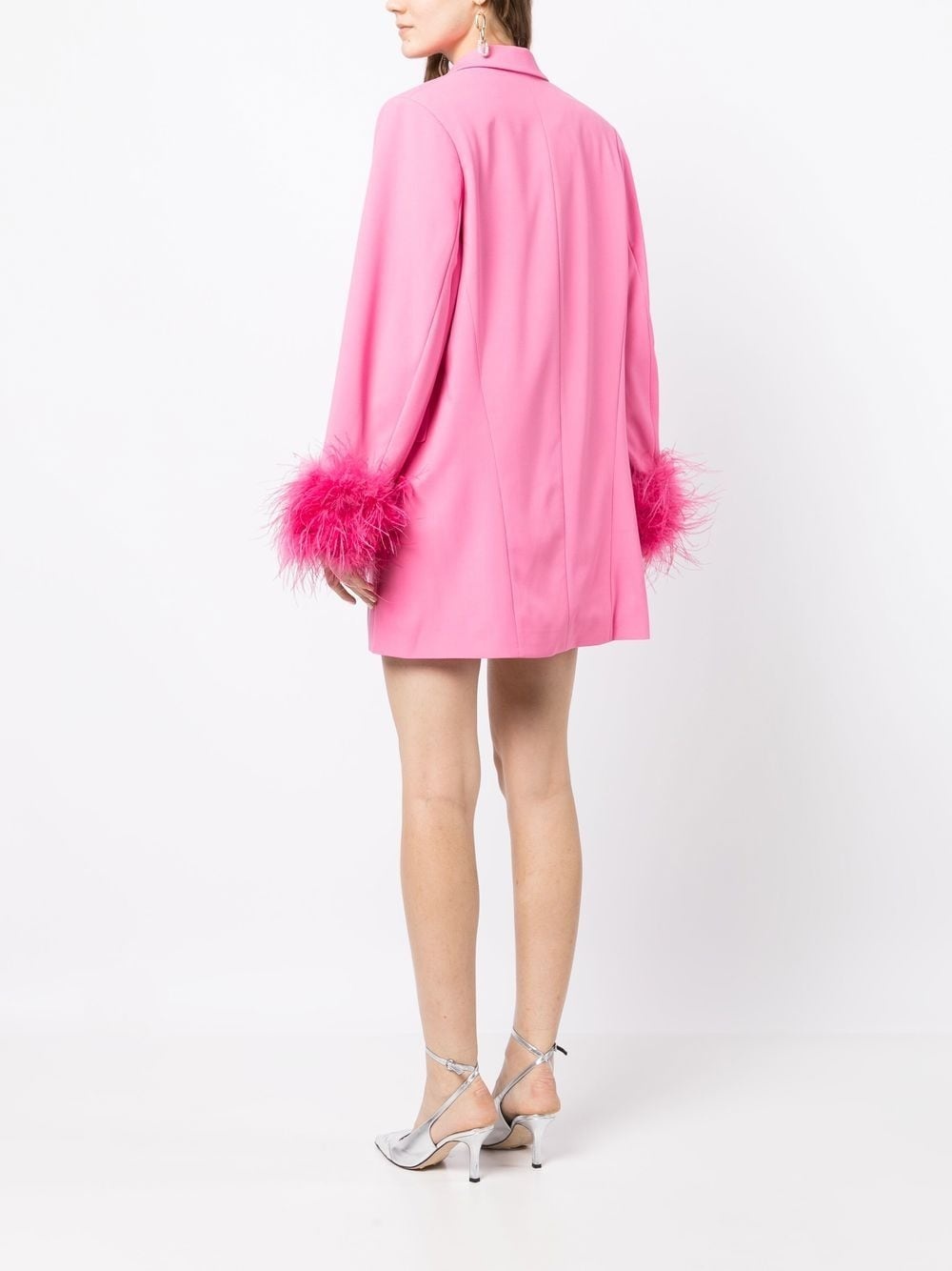 feather-trim blazer dress - 4