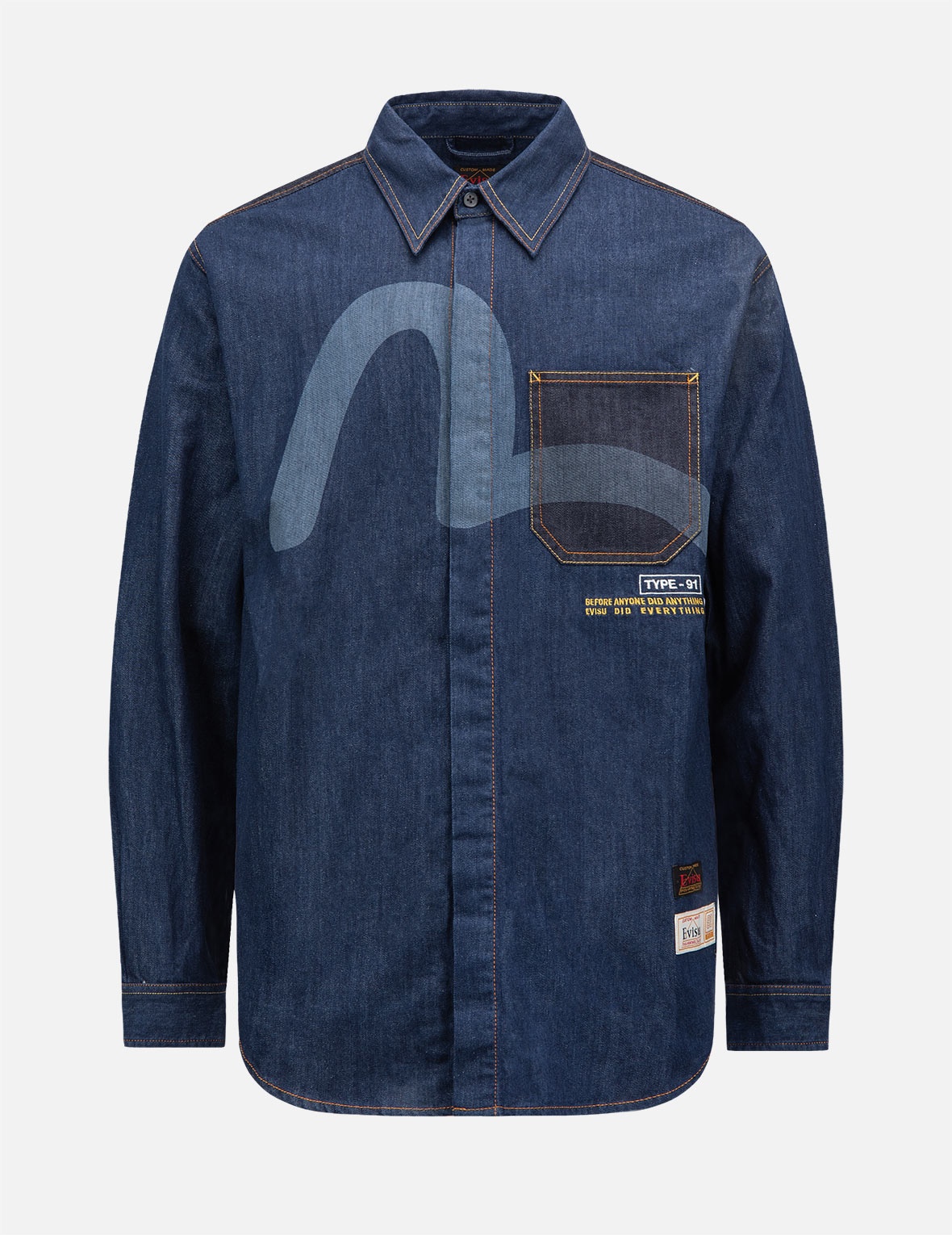 DISCHARGED SEAGULL DENIM SHIRT - 1