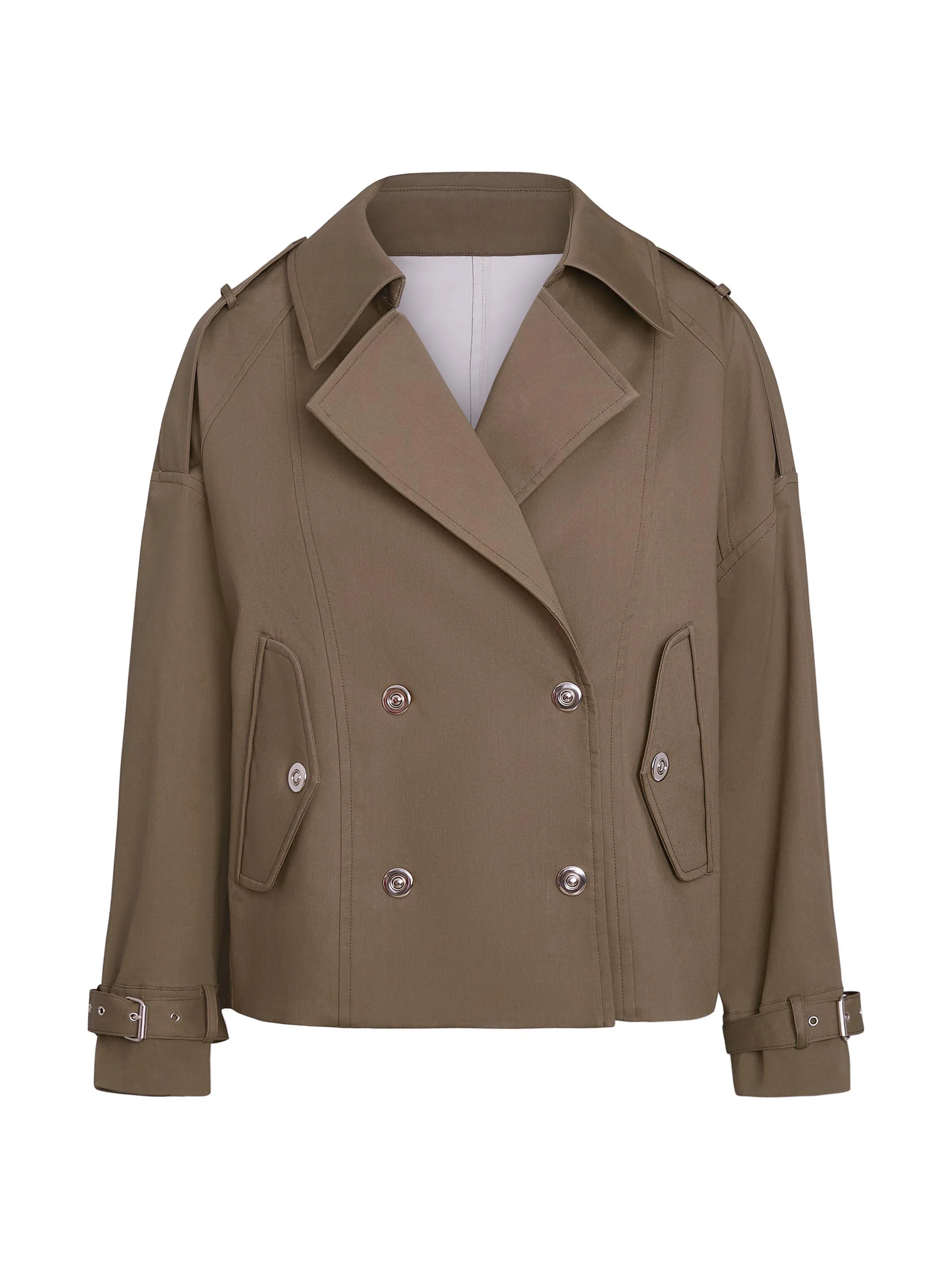 Women's Bogie Double-Breasted Trench Jacket - Military Ivory - 1