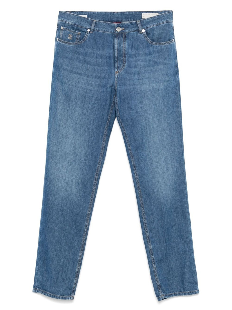 logo-embroidered jeans 1