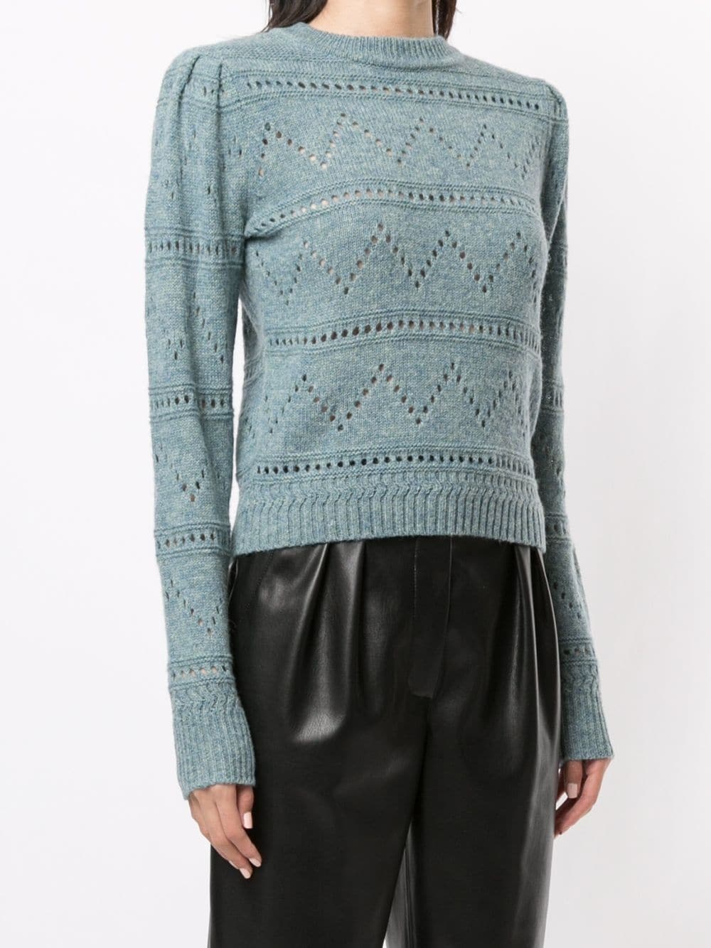 perforated-knit crew neck jumper  - 3