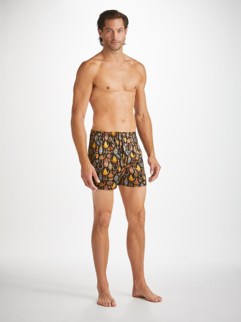 Derek Rose Men's Classic Fit Boxers Brindisi 100 Silk Satin Black outlook