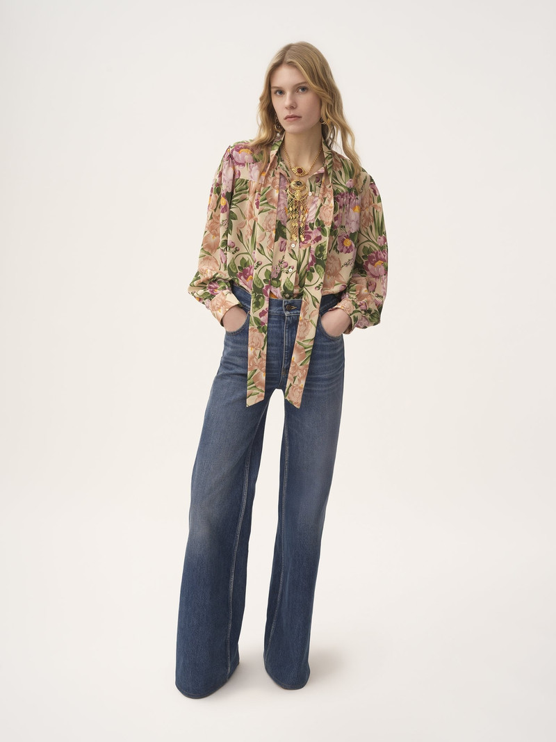 MAXI GATHERED LAVALLIÈRE BLOUSE IN CRÊPE DE CHINE 3