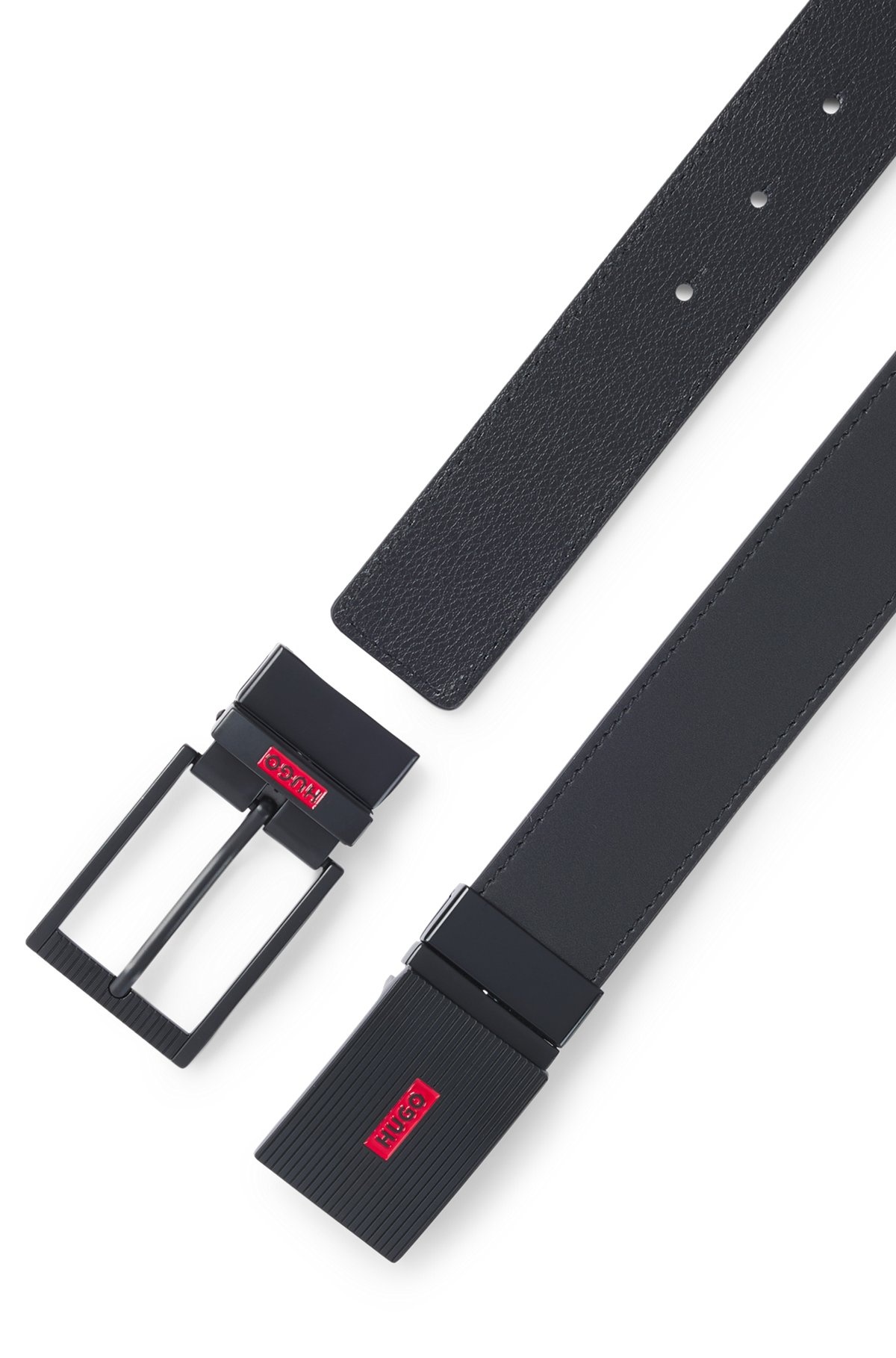 ITALIAN-LEATHER REVERSIBLE BELT WITH PLAQUE BUCKLE - 3