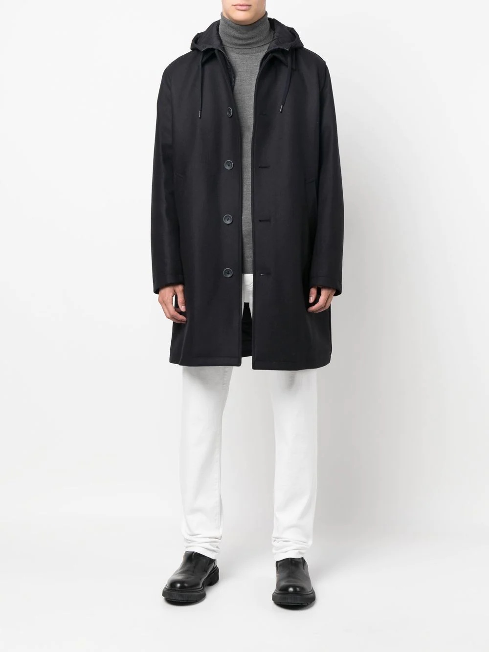 long-sleeve button-up coat - 2