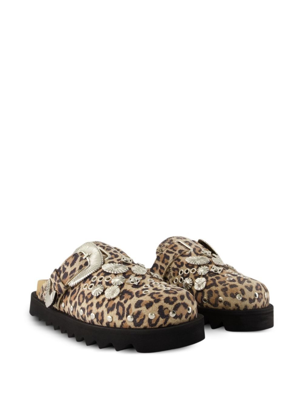 buckle-embellished leopard-print flat mules - 2