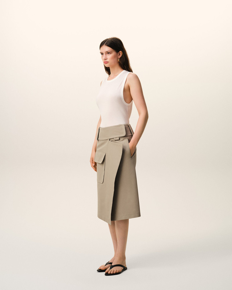 BEIGE COTTON WRAP SKIRT 6