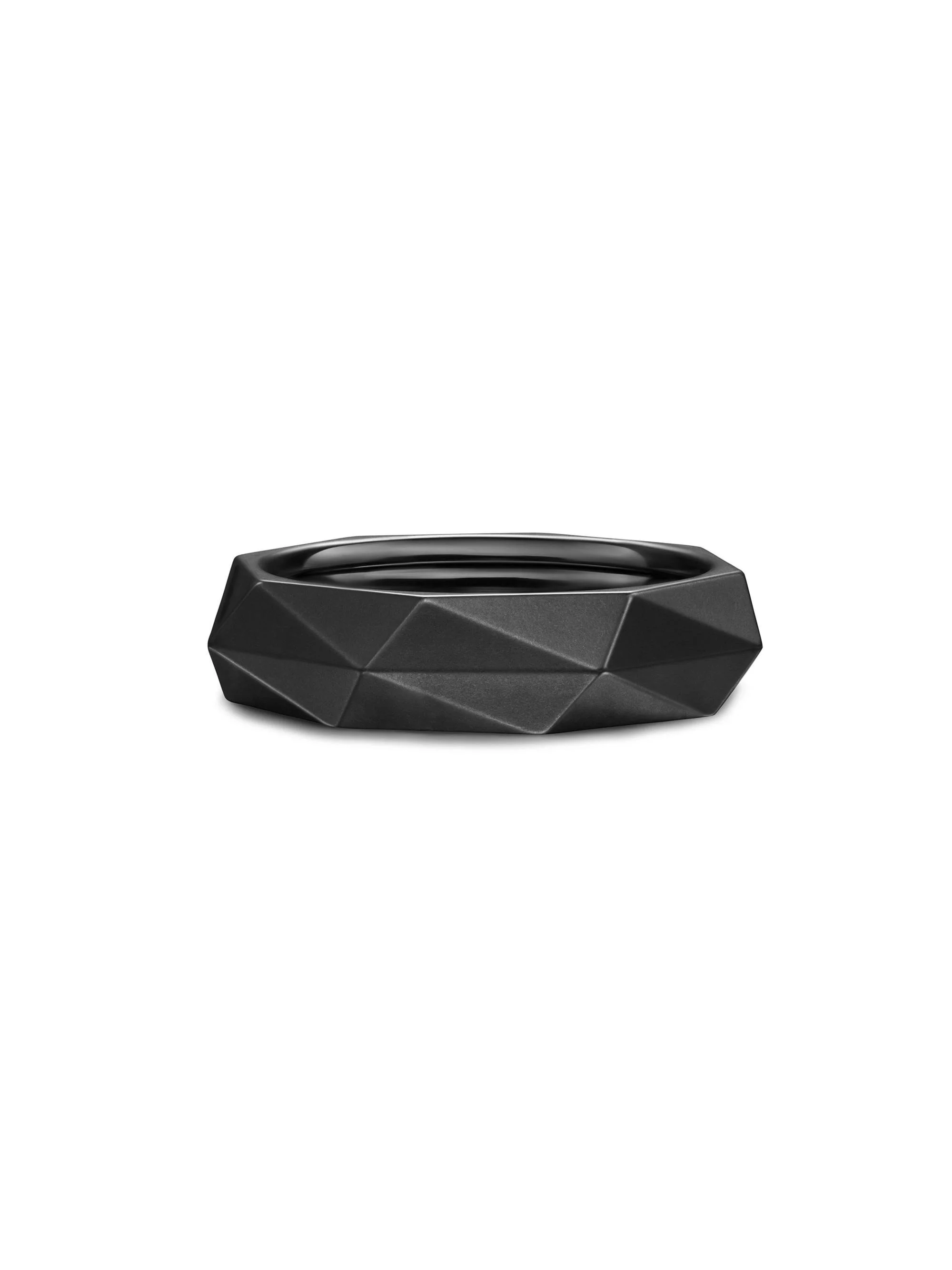 Men's Faceted Band Ring in Black Titanium, 6.2MM - Black - 1