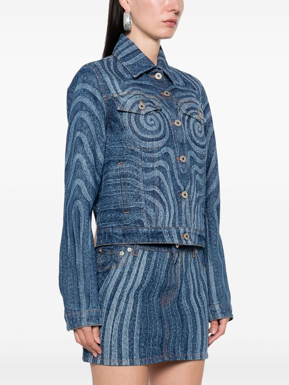 Spiral-print denim jacket - 3