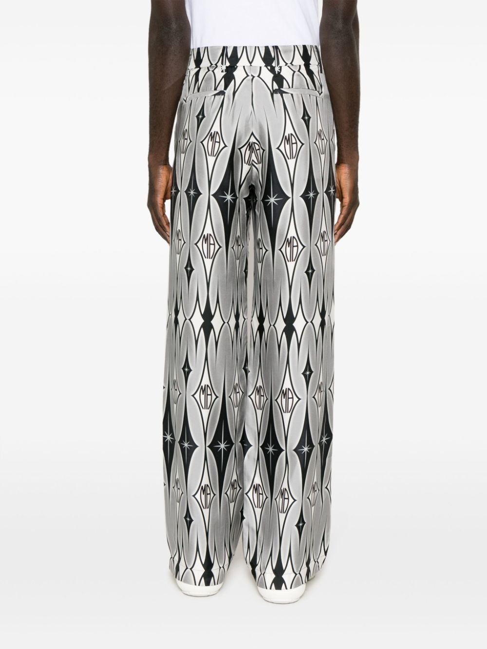 graphic-print wide-leg silk trousers - 4