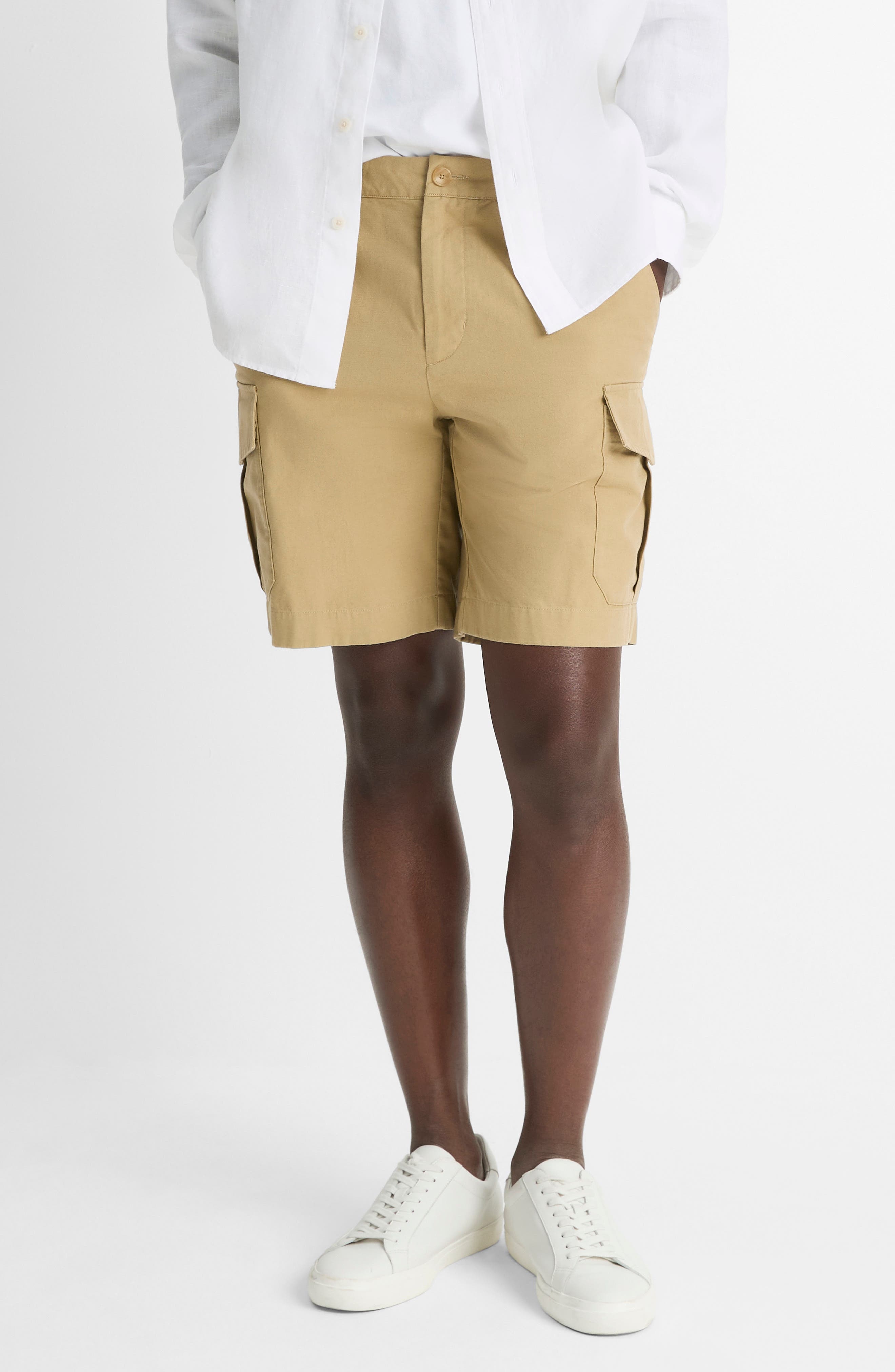 Vince Flat Front Cotton & Linen Cargo Shorts in Beachwood at Nordstrom - 1