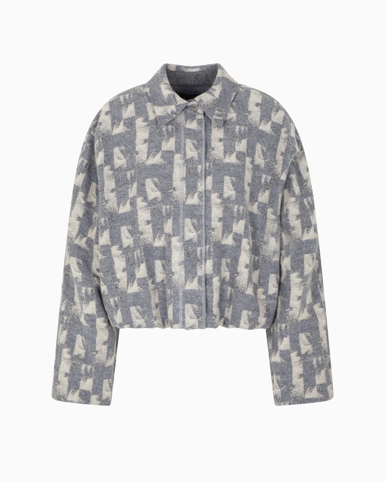 JACQUARD WOOL-BLEND BLOUSON WITH AN IRREGULAR GEOMETRIC MOTIF - 1