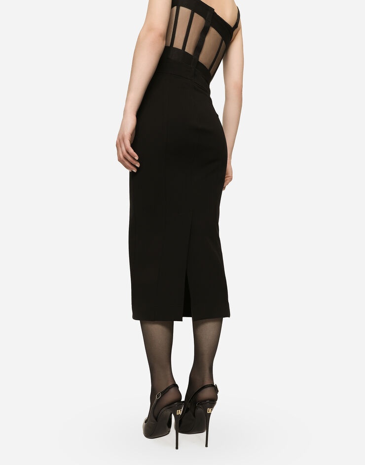 Technical jersey calf-length skirt - 4