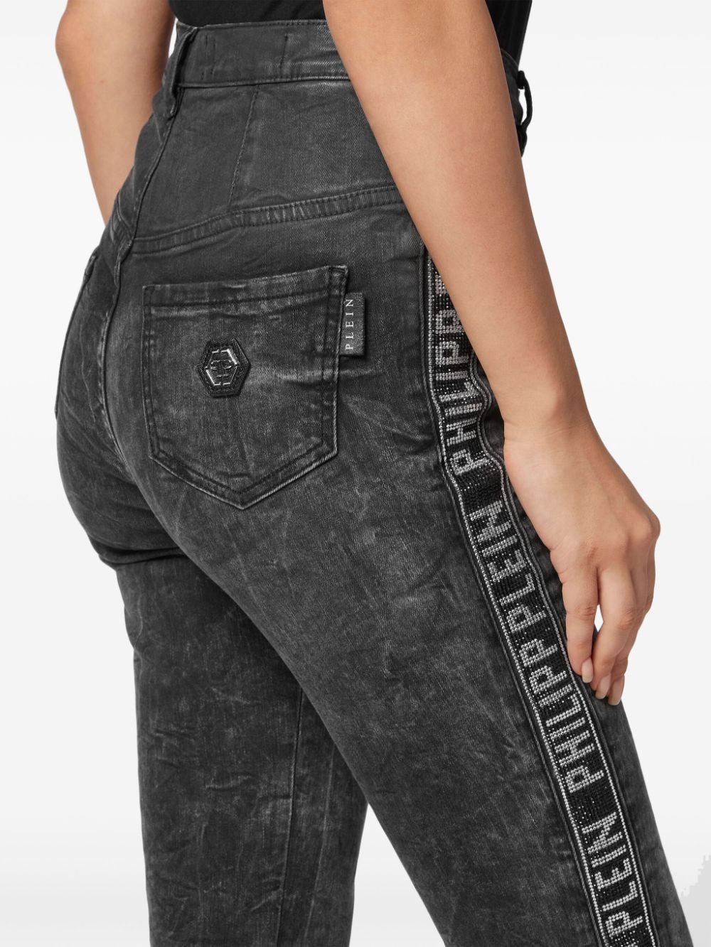 crystal-embellished skinny jeans - 4