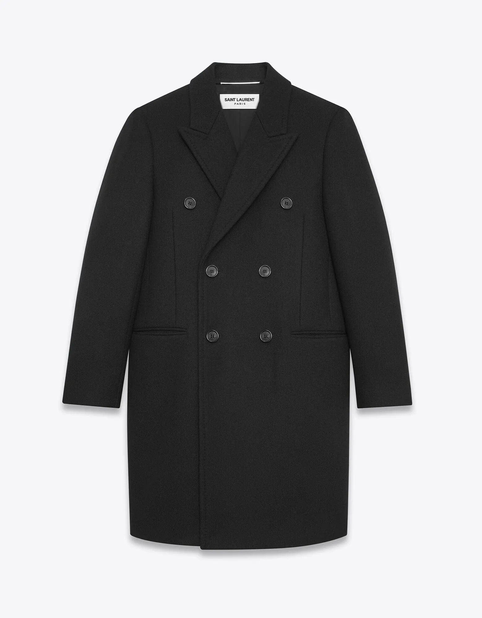 Saint Laurent Black Double-Breasted Wool Coat - 1