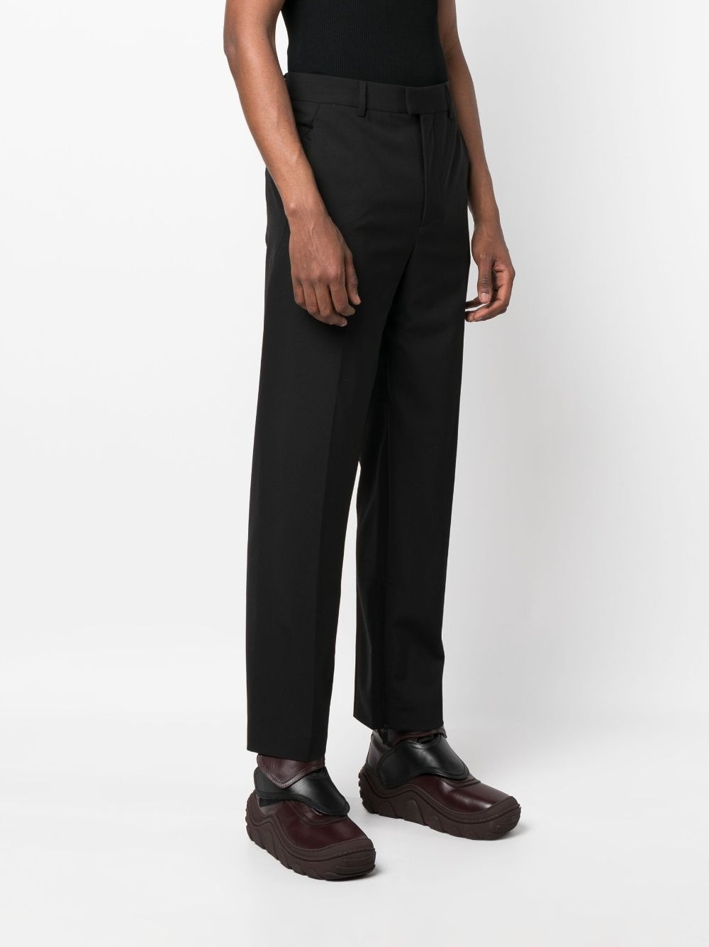 logo-embroidered tailored straight trousers - 3
