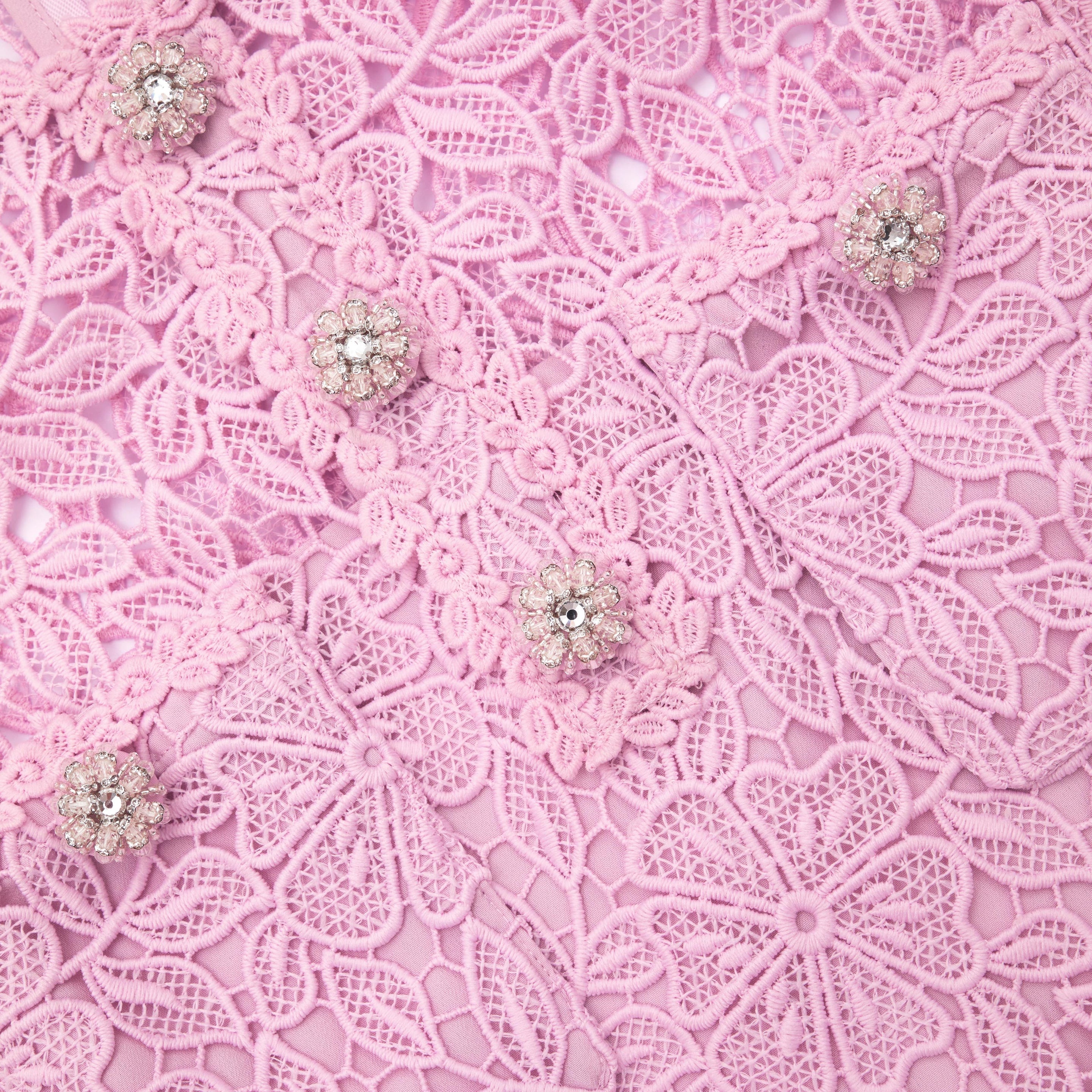 Pink Lace Mini Dress - 5