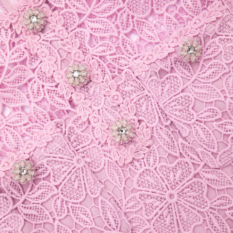 strapless open back dress Pink Floral Lace Mini Dress – self-portrait main image 0