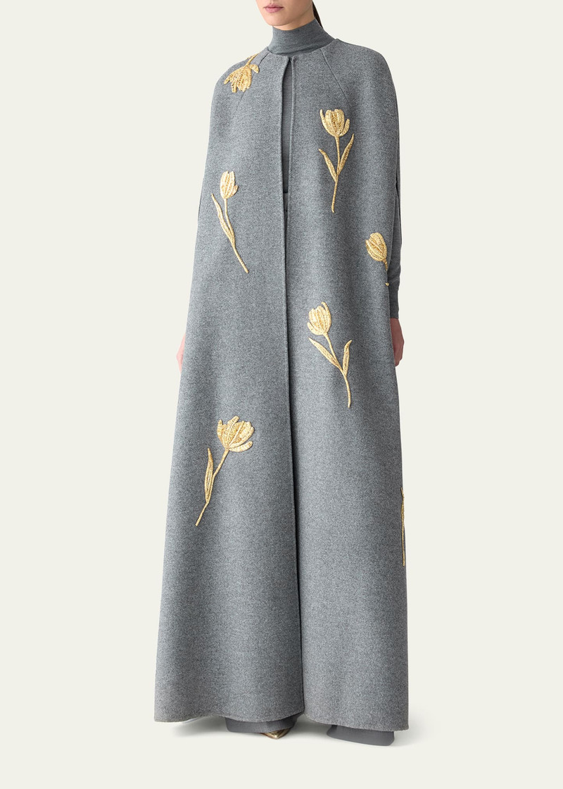 CAROLINA HERRERA Long Embroidered Cape outlook