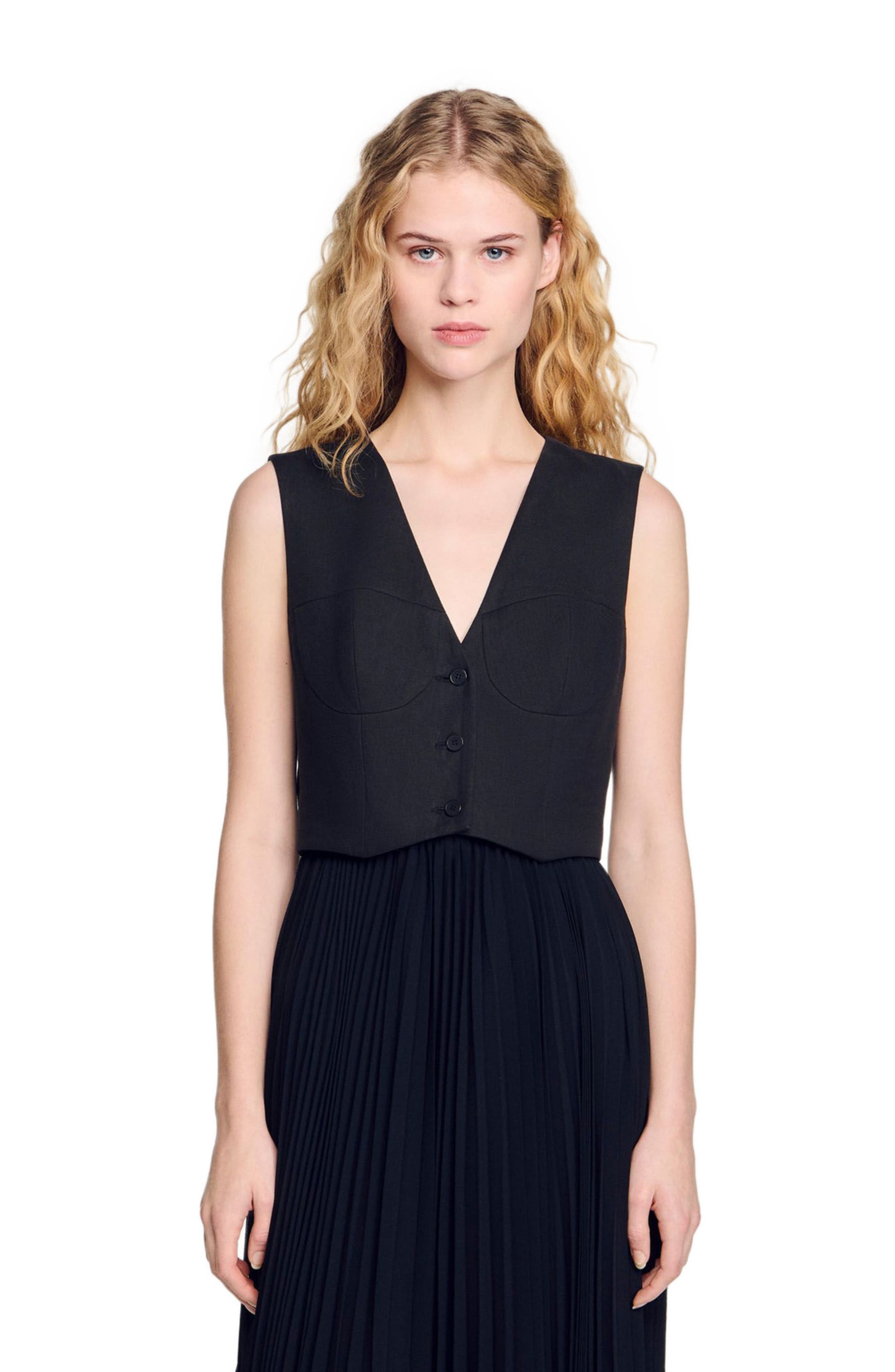 SANDRO Pleated maxi dress in Black at Nordstrom - 3