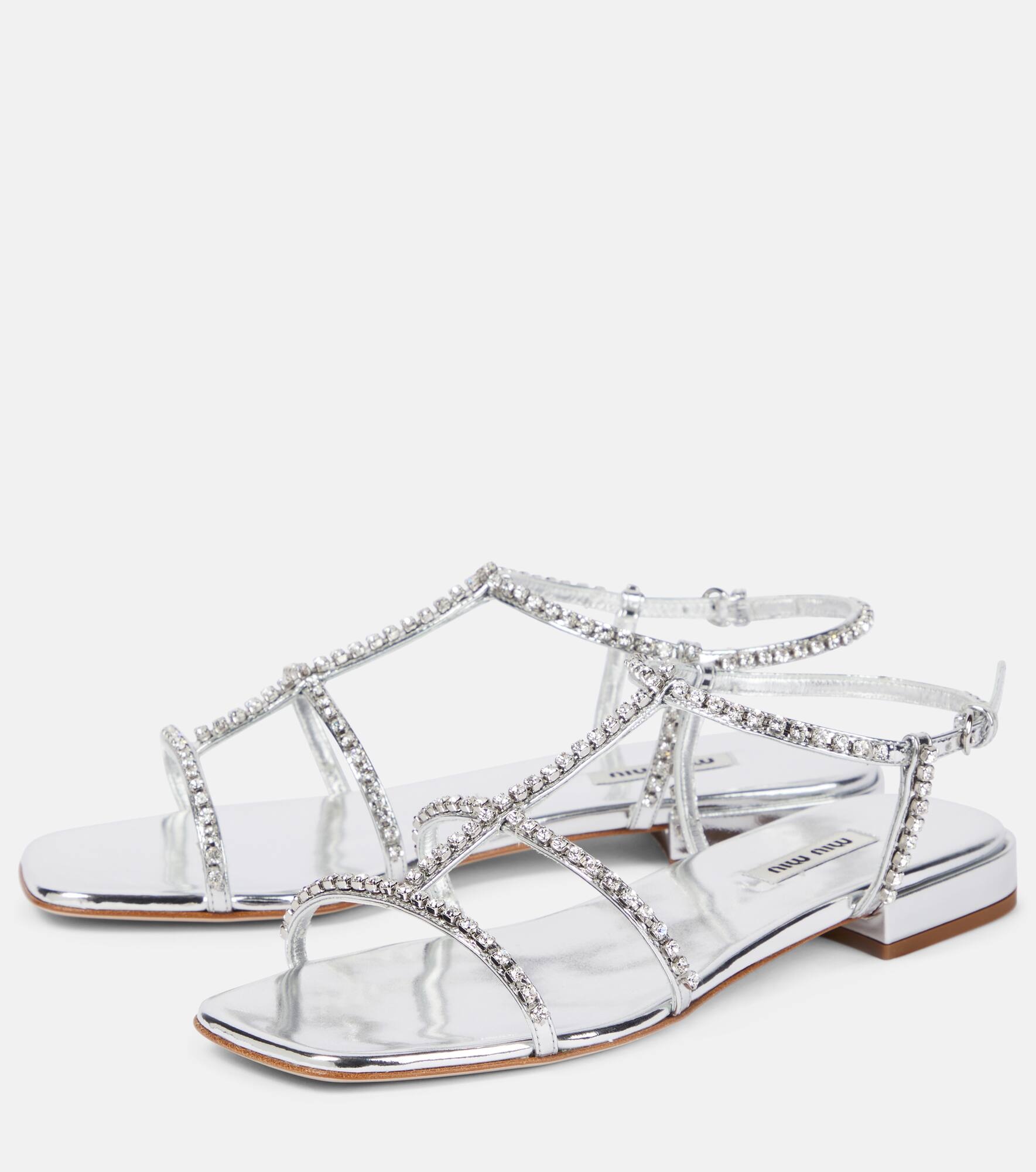 Embellished leather sandals - 5