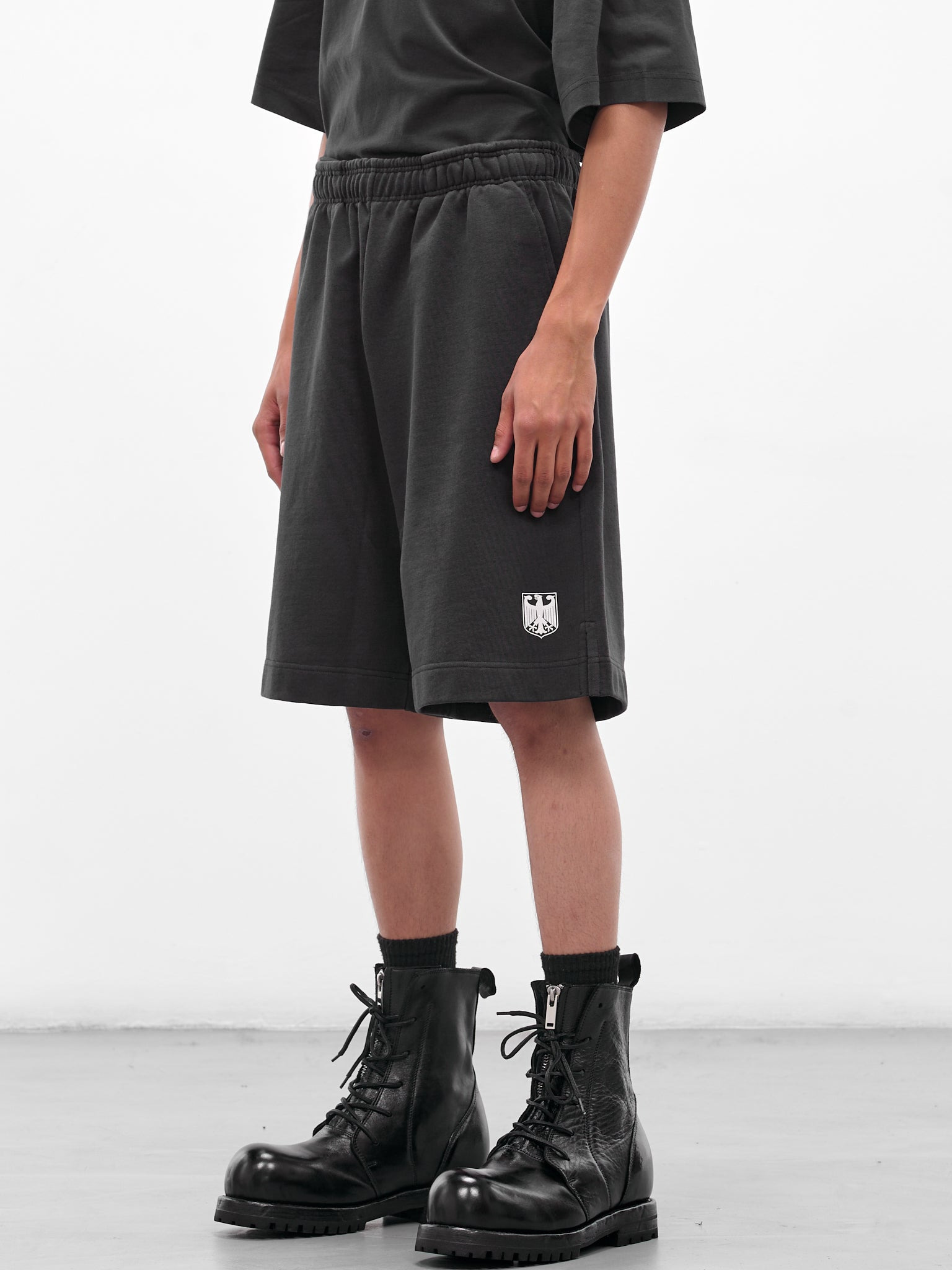 Black 'Polizei' Molton Shorts - 2