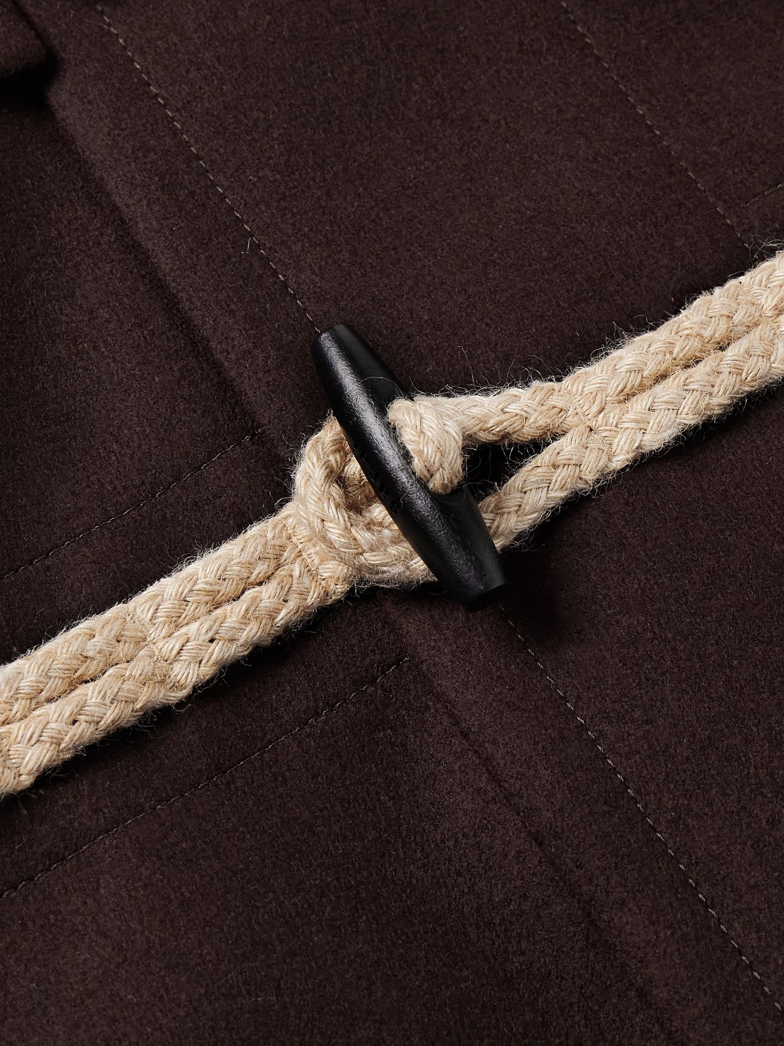 Rope-Trimmed Layered Melton Wool-Felt and Nylon Hooded Jacket Brown - 4