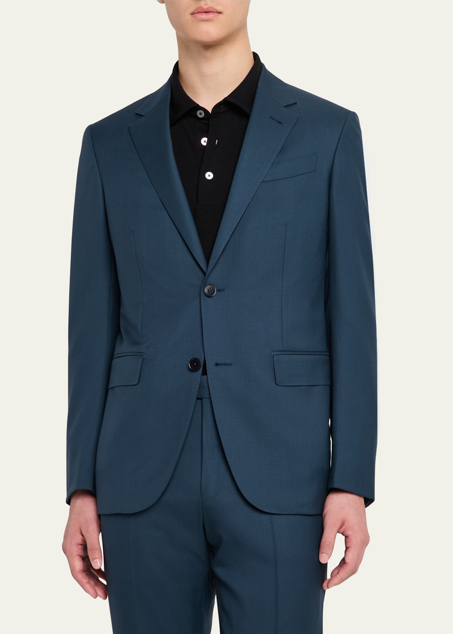 Men's Solid Wool Suit - 4