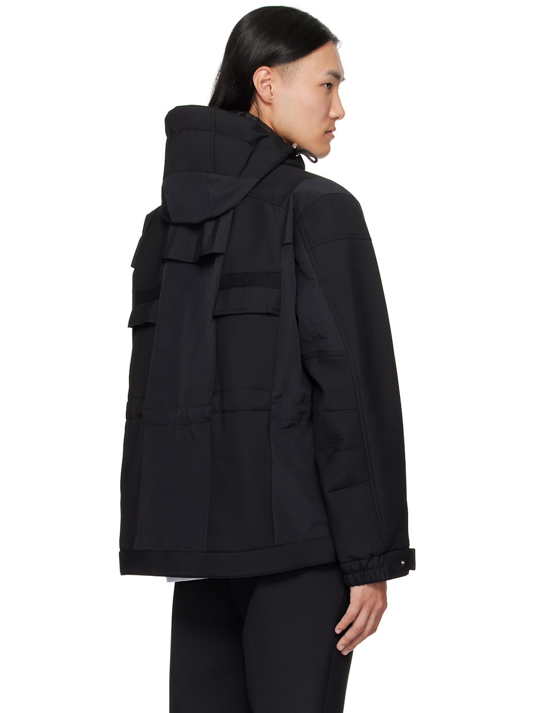 Black Suiting Bonding & Grosgrain Jacket - 3