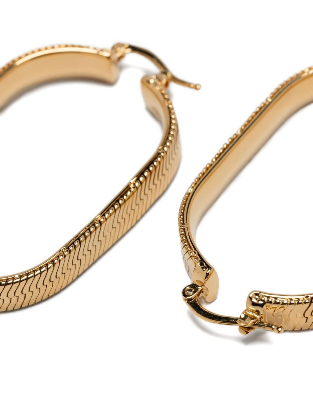 herringbone-textured oval earrings - 3