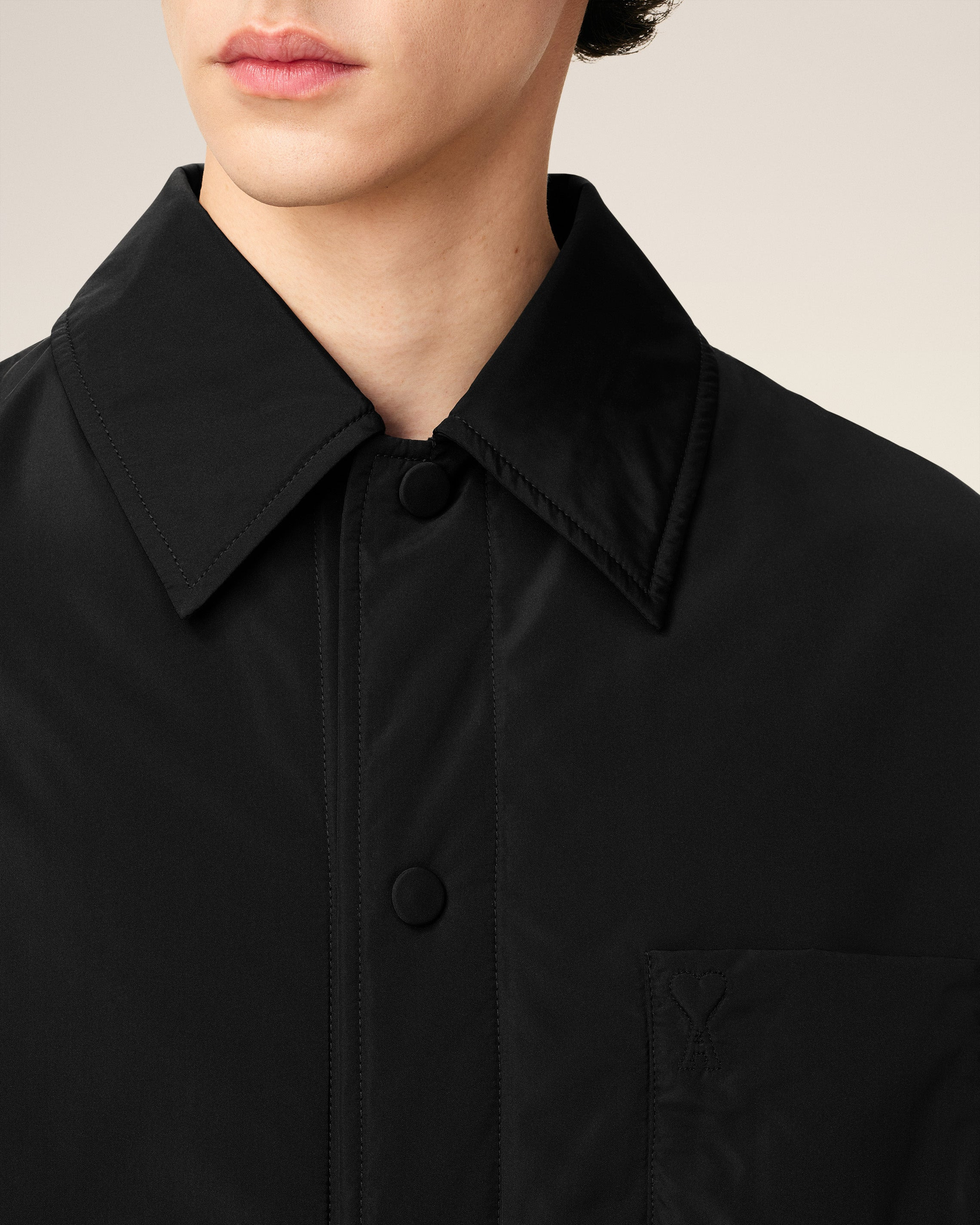 BLACK TAFFETAS PADDED AMI DE COEUR OVERSHIRT - 4