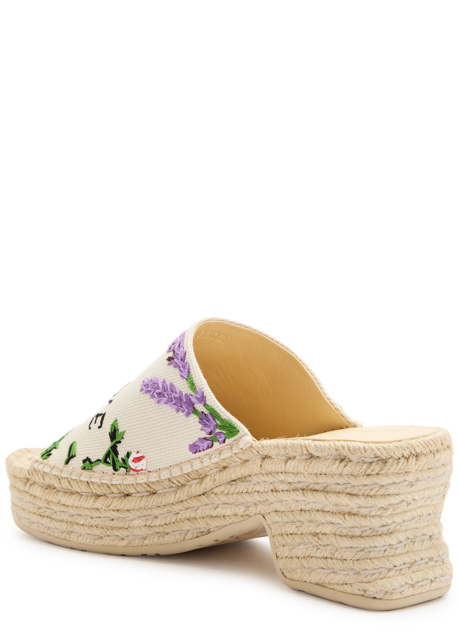 Loewe Petal 80 Espadrille Embroidered Canvas Slides - 2
