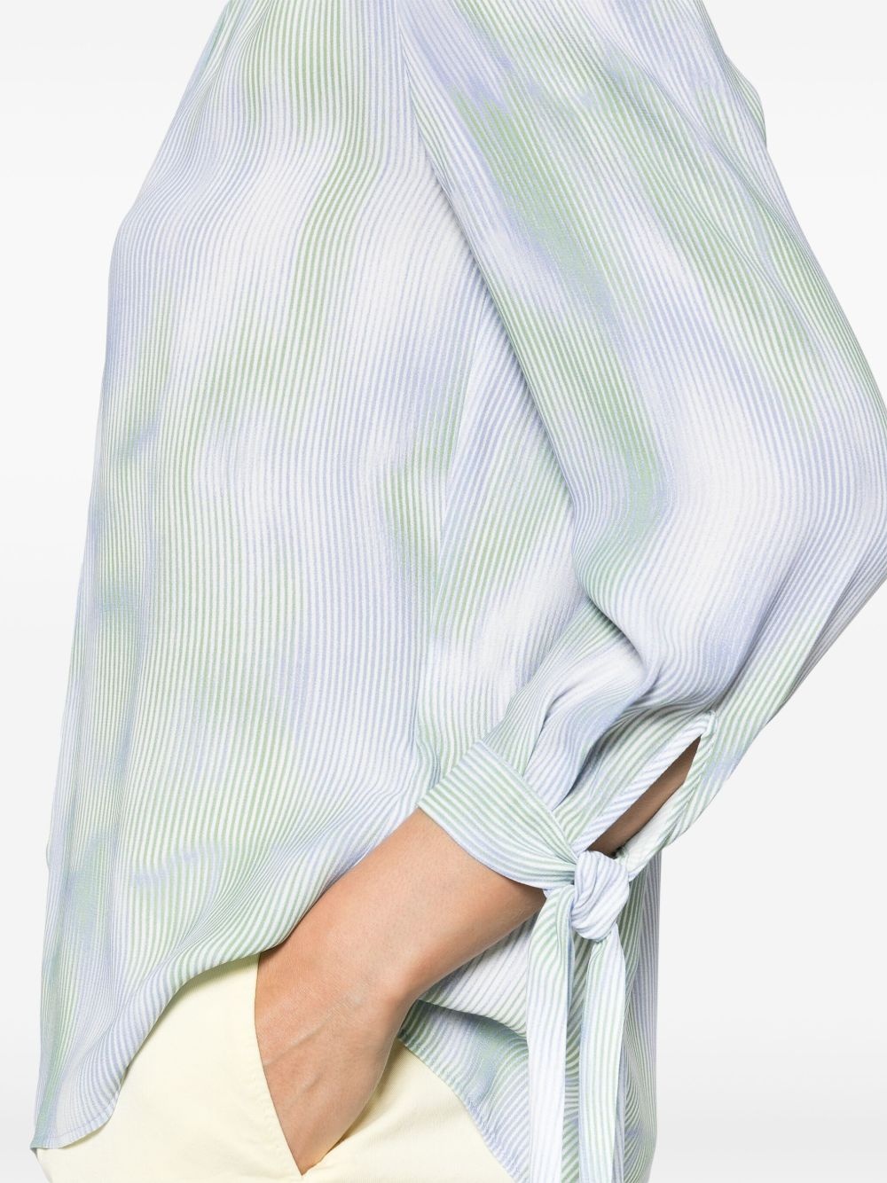 abstract-stripes tied-cuffs blouse - 5