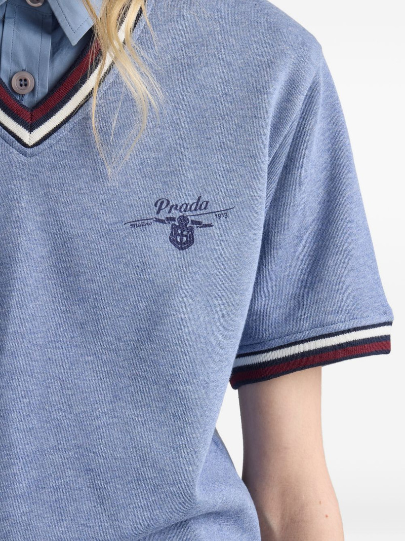 cotton fleece V-neck sweatshirt 6