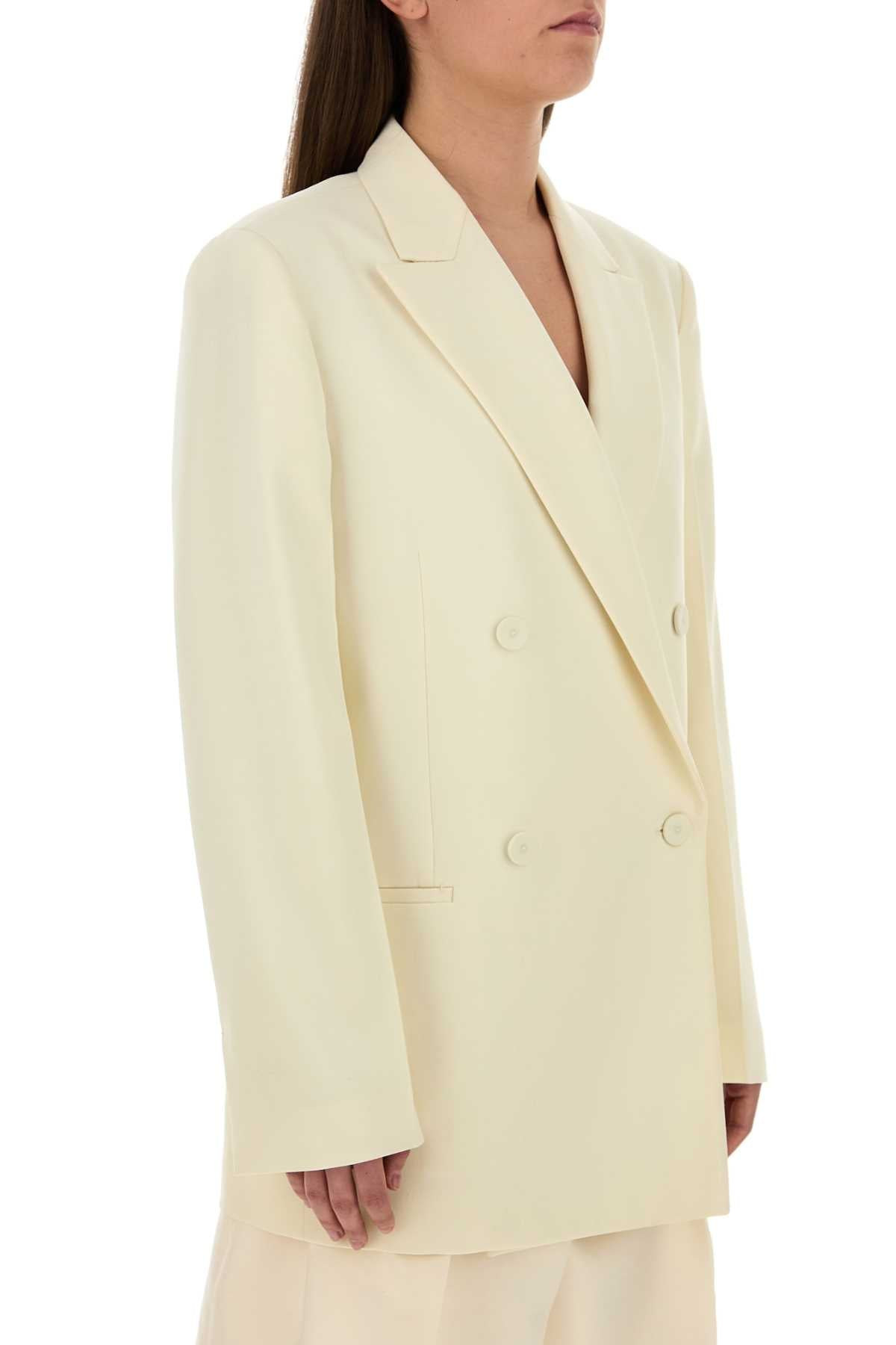Jil Sander Women Cream Wool Blazer - 3