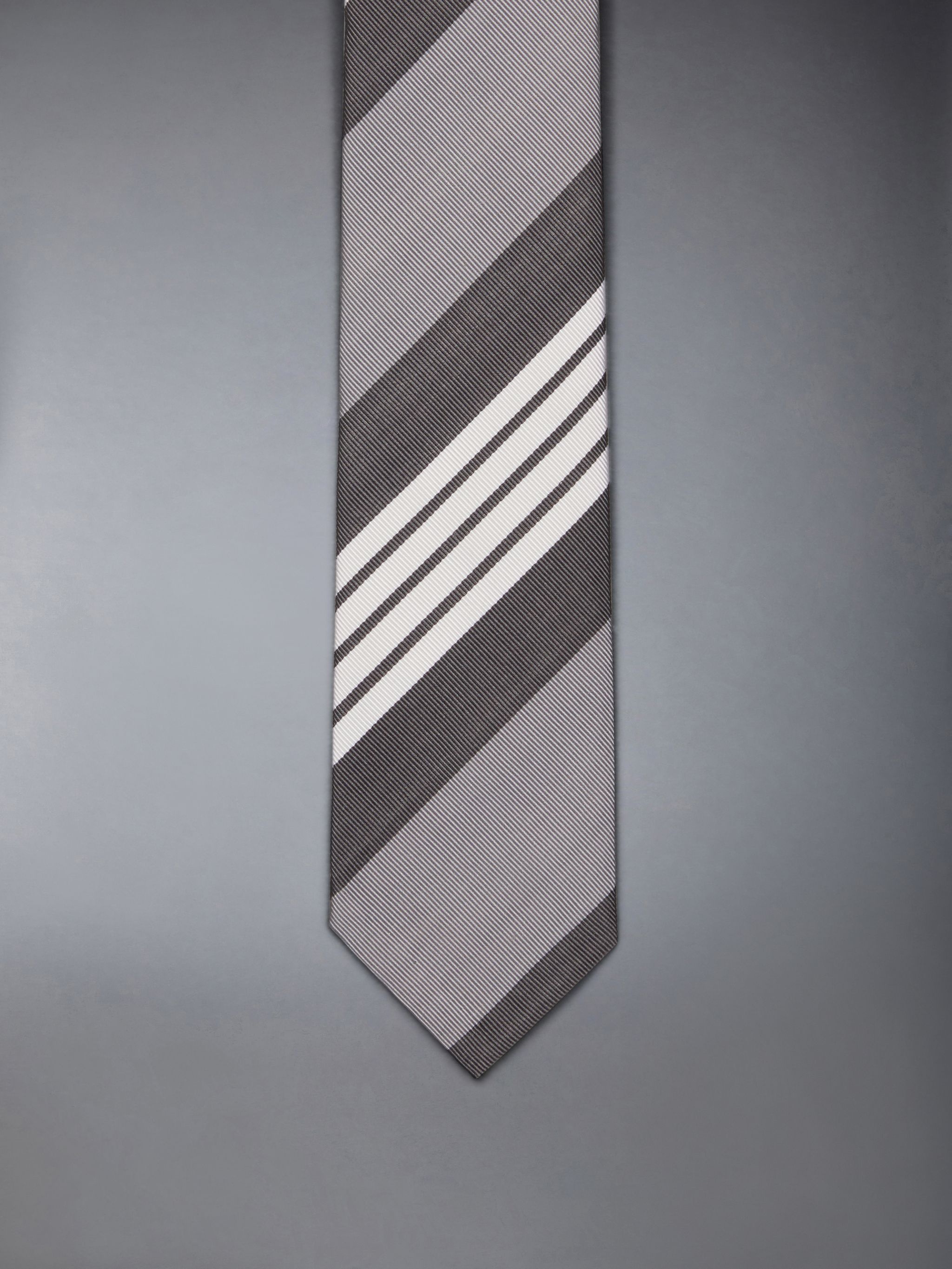 Silk Cotton Stripe 4-Bar Classic Tie - 4